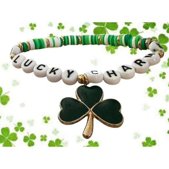 St Patricks Day Bracelet New Beaded Shamrock Lucky Charm New Festive Par… - Picture 6 of 12